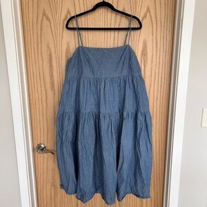 J.Crew Tie-Back Spaghetti Strap Chambray Sundress